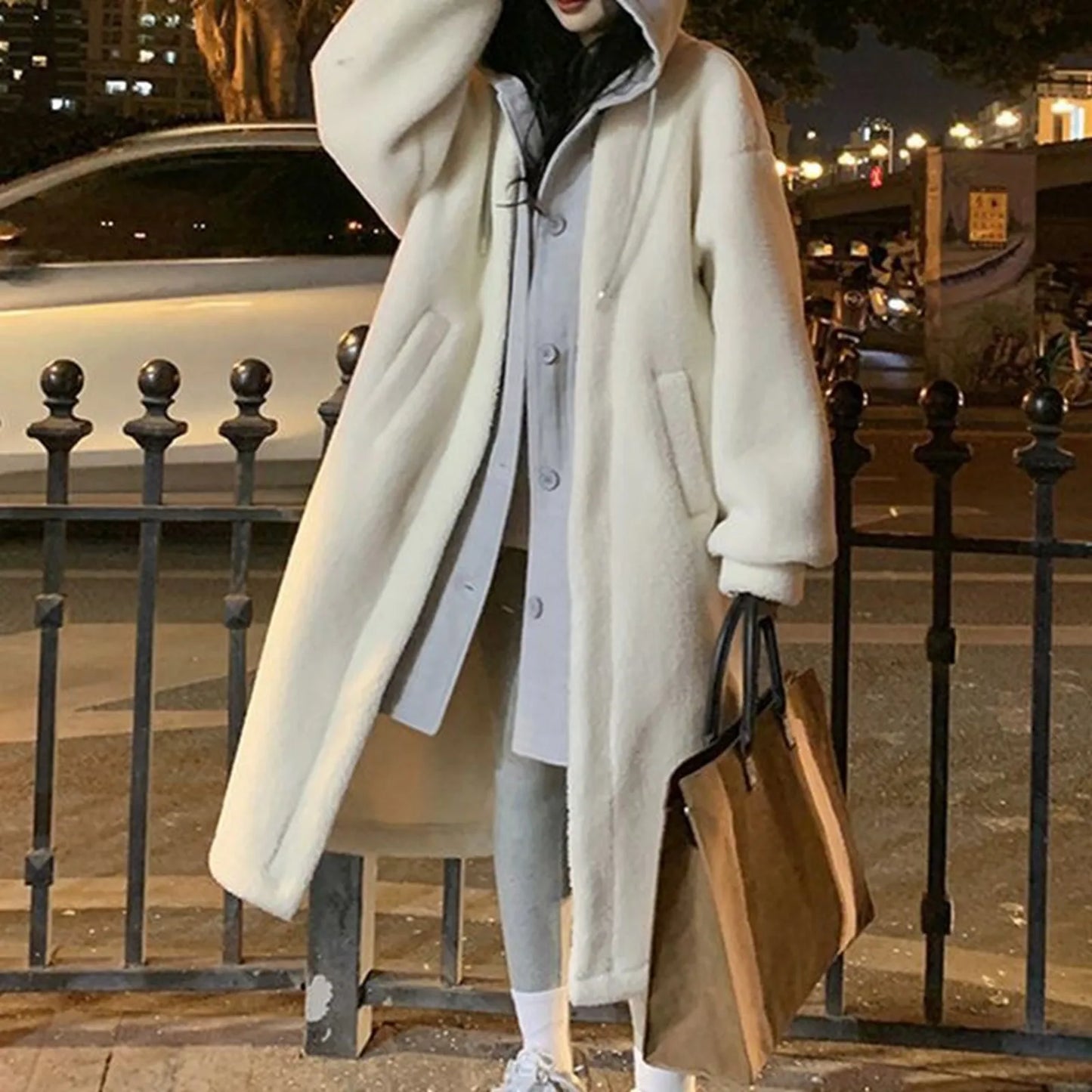 Long Teddy Hoodie Jacket Warm & Stylish