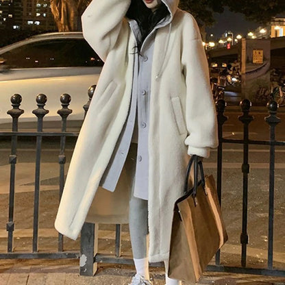 Long Teddy Hoodie Jacket Warm & Stylish