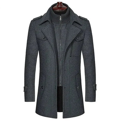 Men's Trench Coat Open Collar Elegant