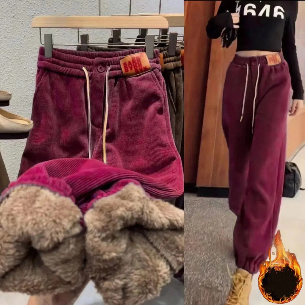 Warme Winterhose Plüschfutter Lässig - IdealeKleiden