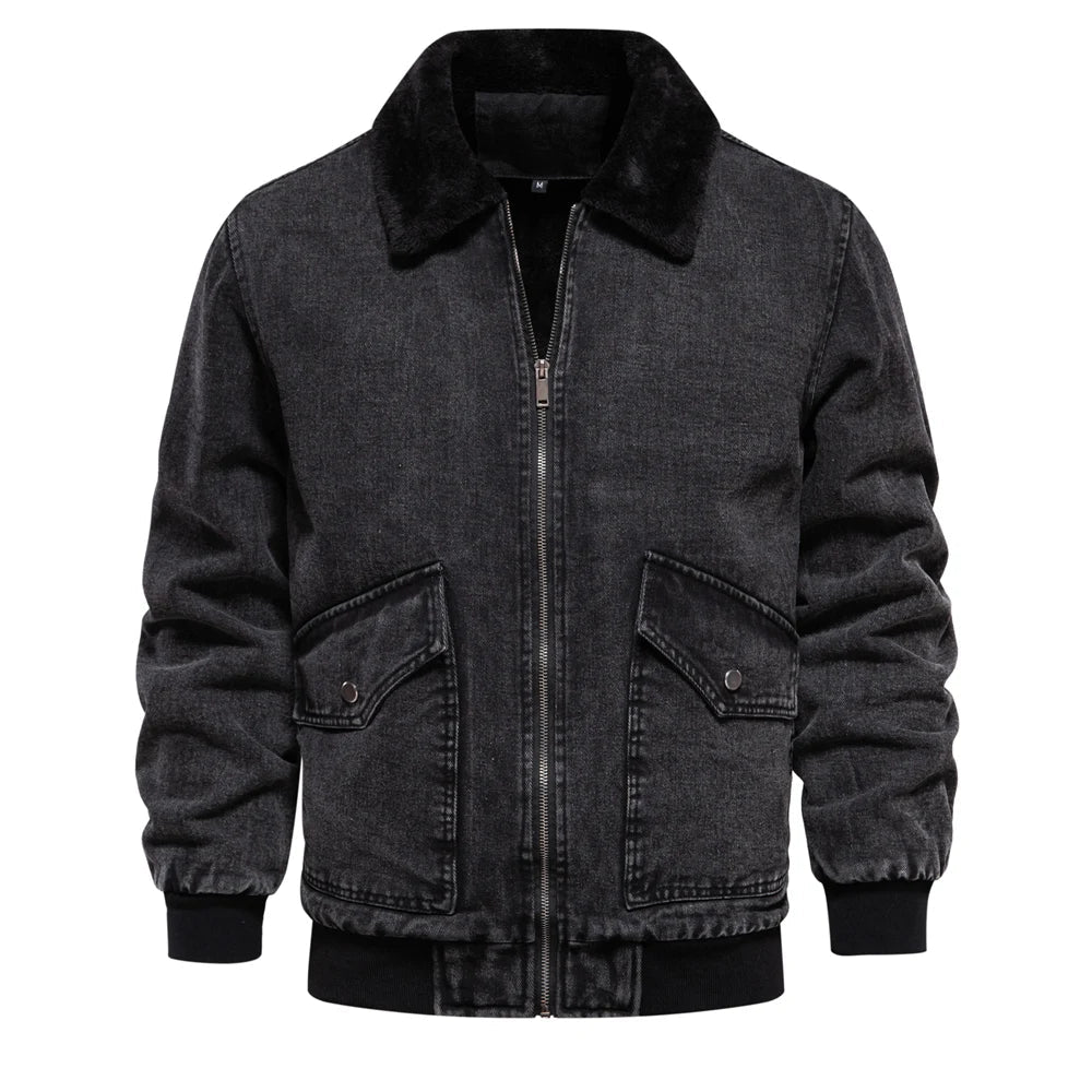 Men's Warm Lined Winter Denim Jacket