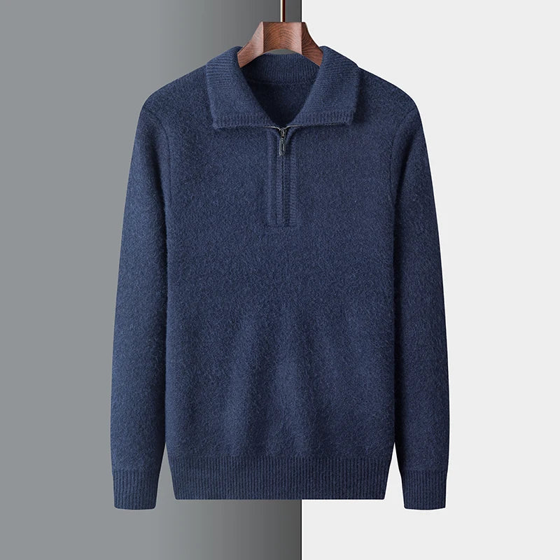 Men's Knitted Jumper Winter Warm Half-Zip