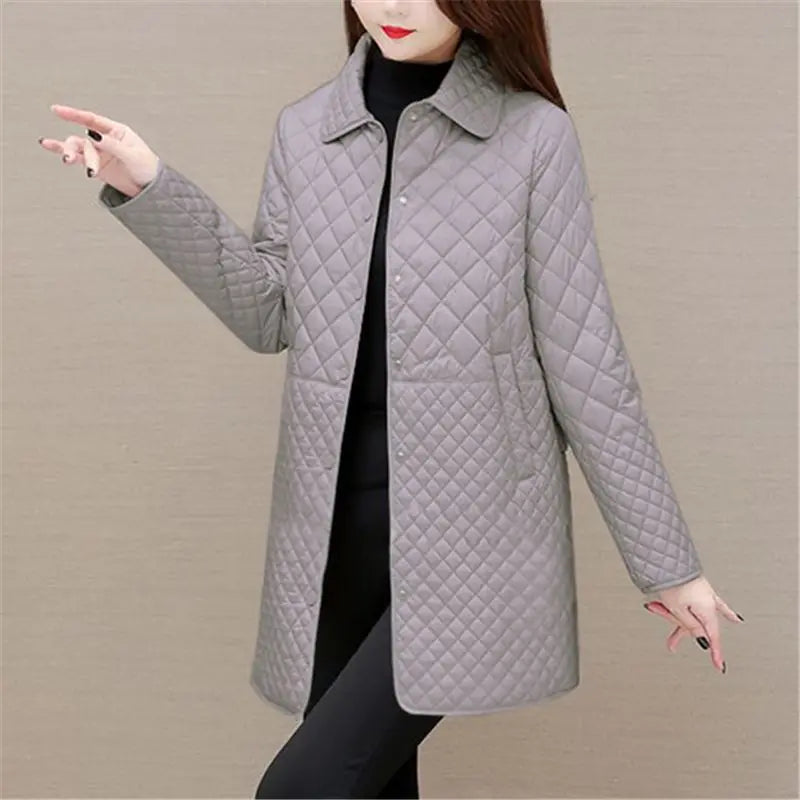 Elegant quilted jacket | Turn-down collar with buttons
