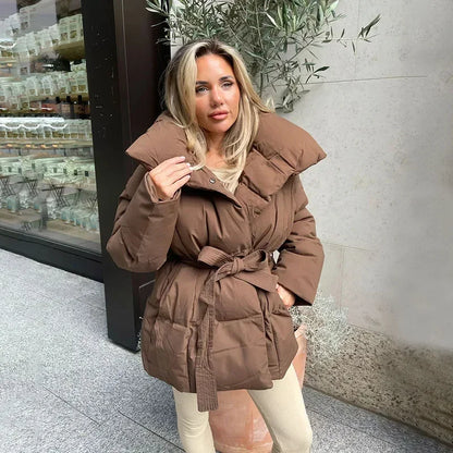 Fashionable Women's Jacket Short Stand-Up Collar Slim Fit