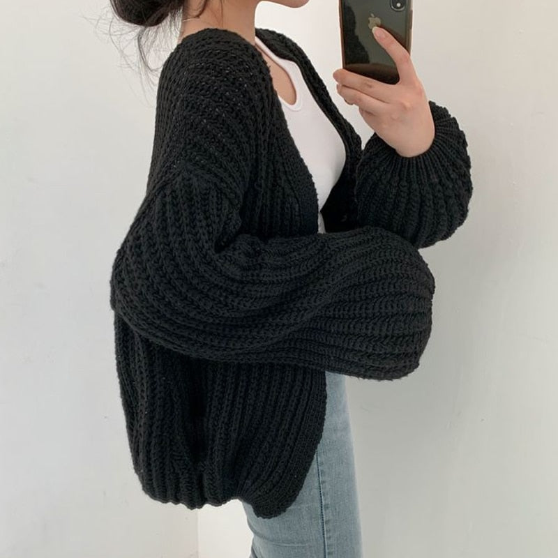 Women's Chunky Knit Open Cardigan