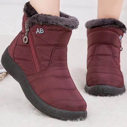 Warm Snow Boots Ankle High Waterproof Plush Lined