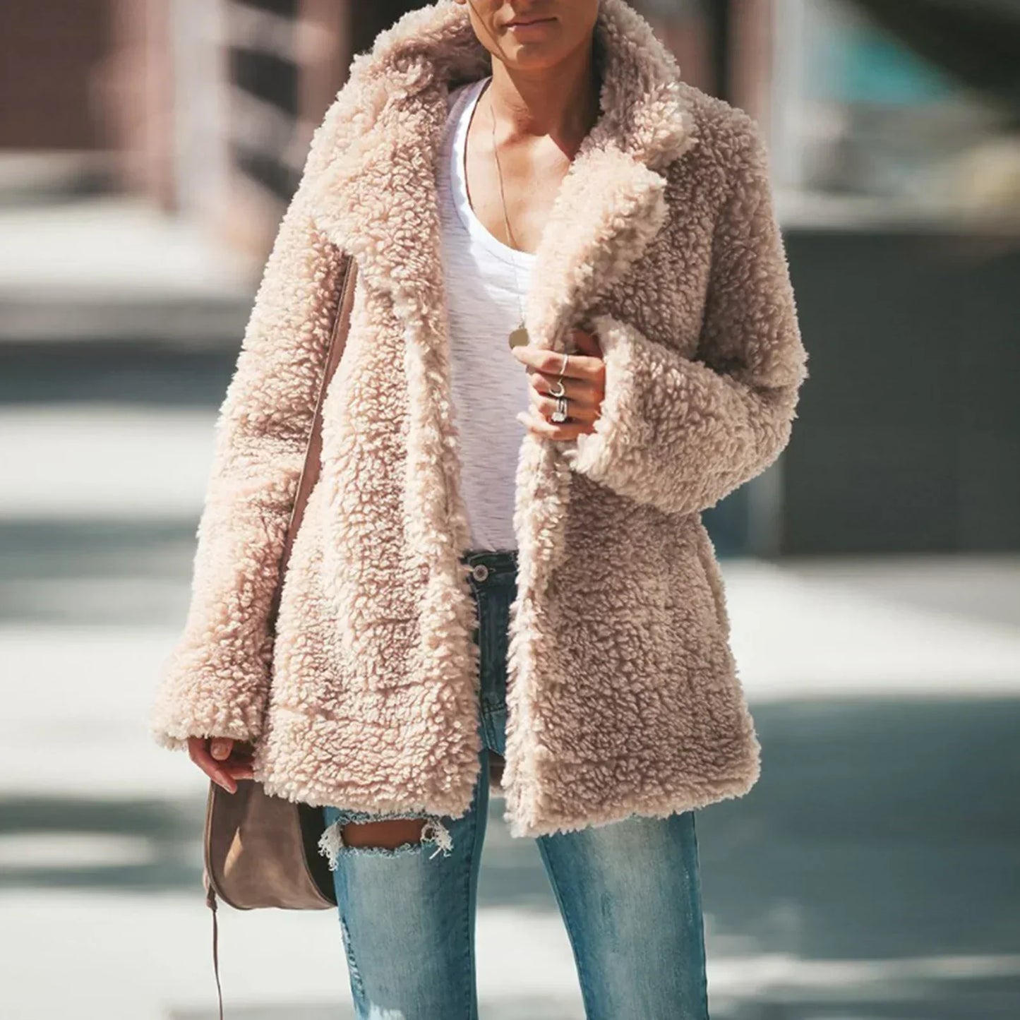 Fleece Coat Beige Soft and Stylish