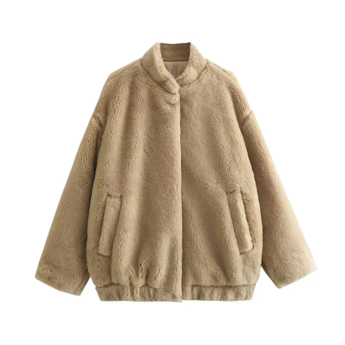 Soft Faux Fur Jacket Oversized Long Sleeves