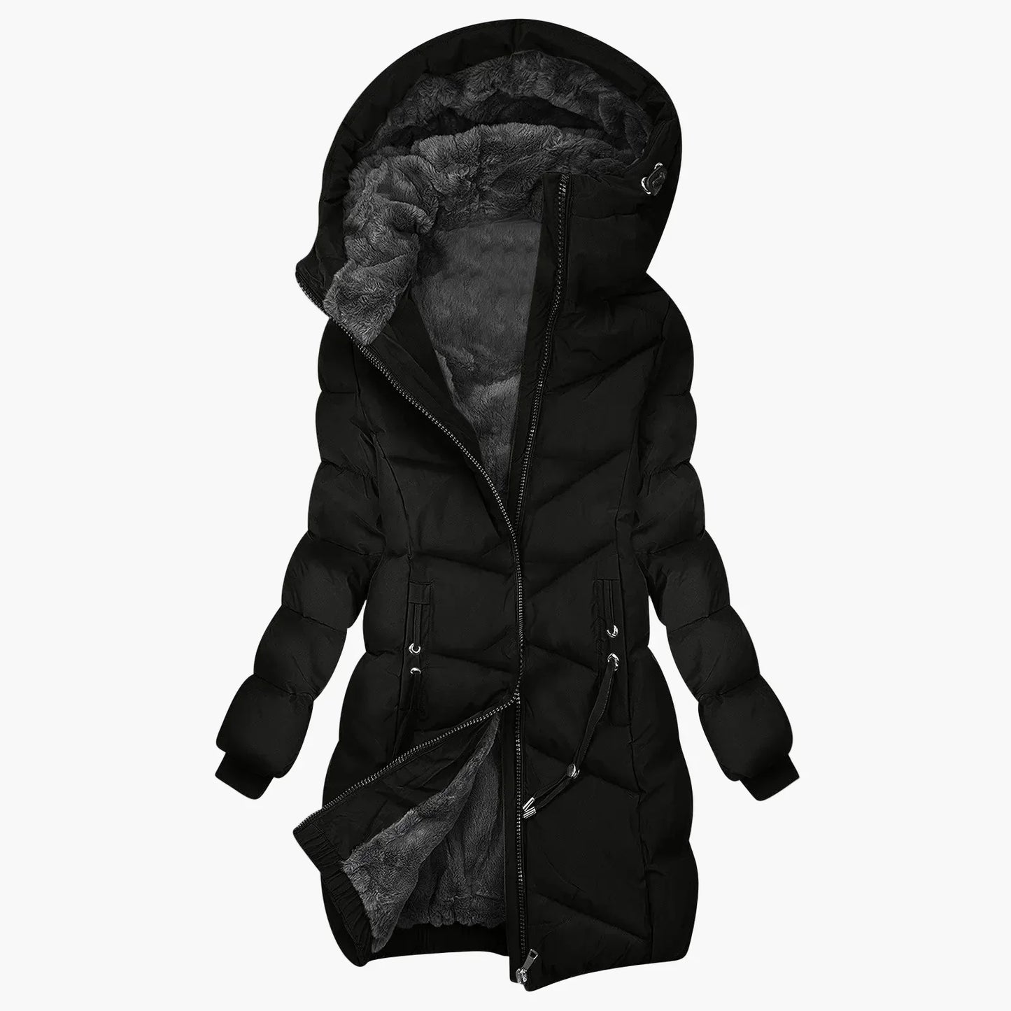 Women's Long Quilted Winter Coat Hooded Warm