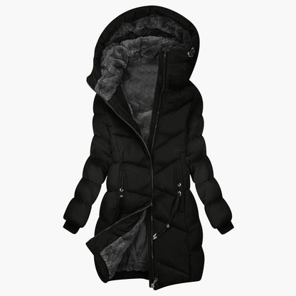 Women's Long Quilted Winter Coat Hooded Warm