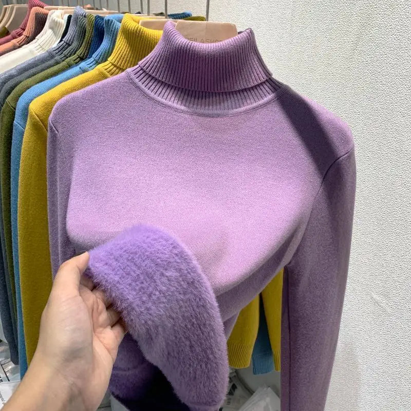 Rollkragenpullover Damen Warm Elegant Winter