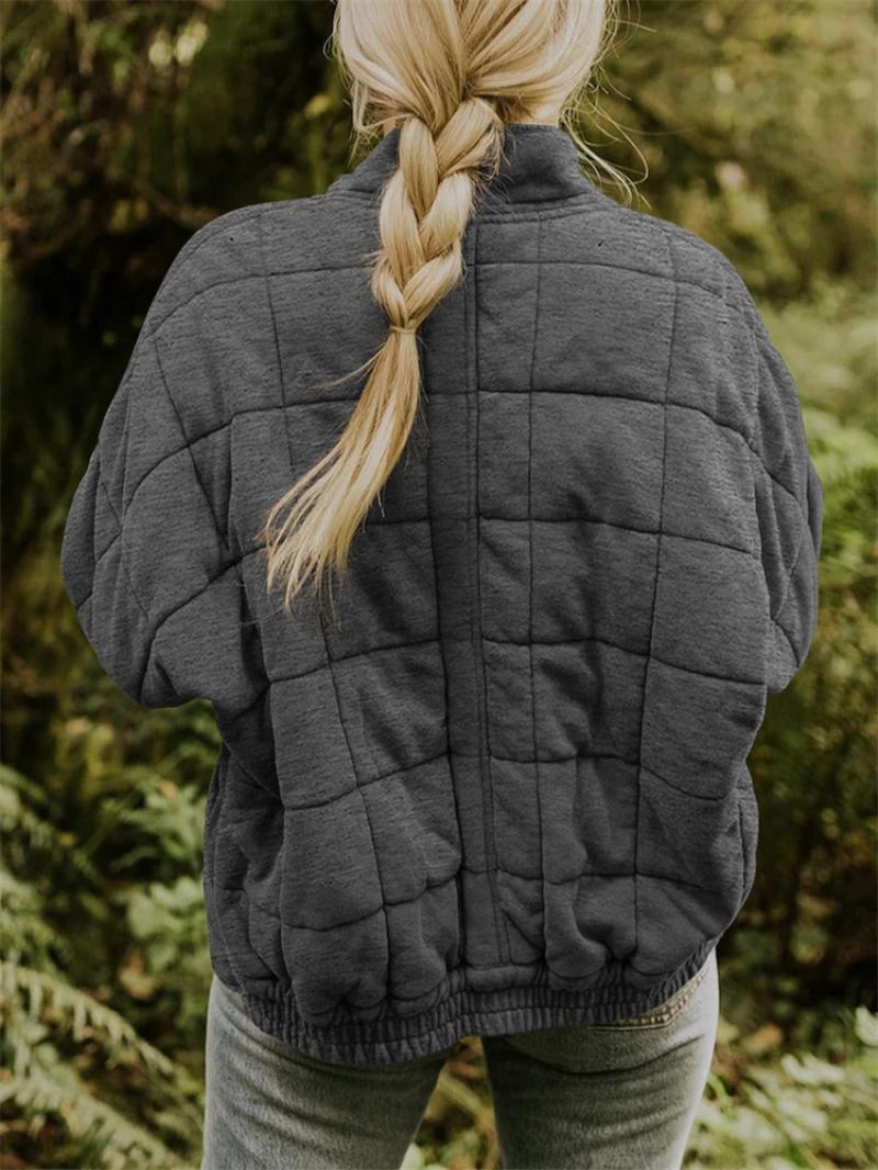 Stilvolle Winterjacke Steppdesign Hochkragen Reißverschluss - IdealeKleiden