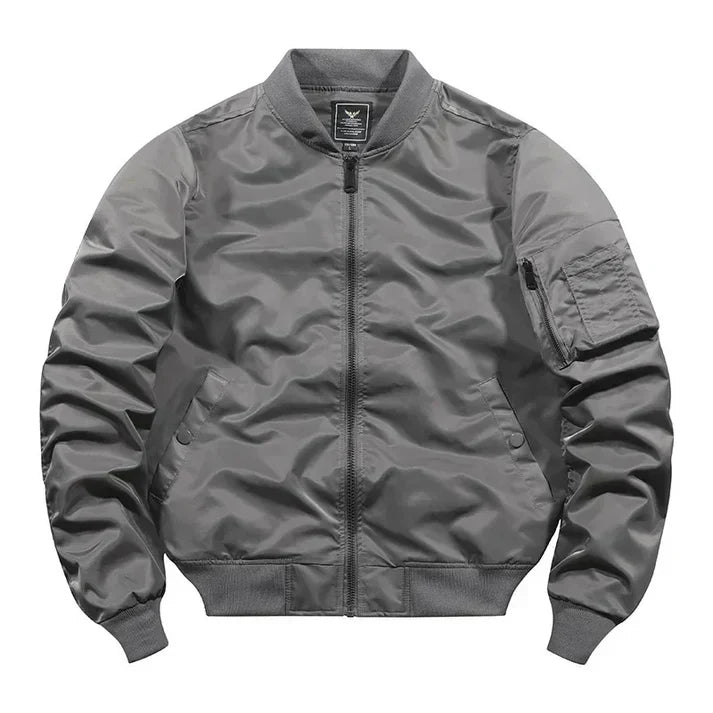 Leather bomber jacket aviator style