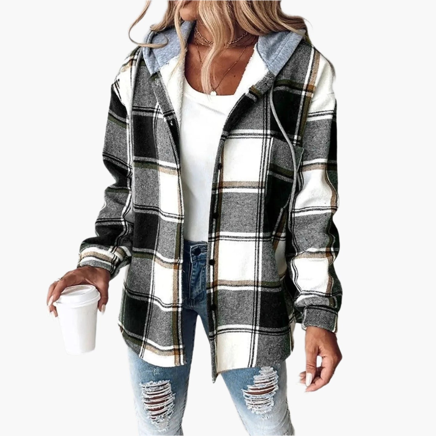 Plaid Winter Jacket Hood Autumn Style