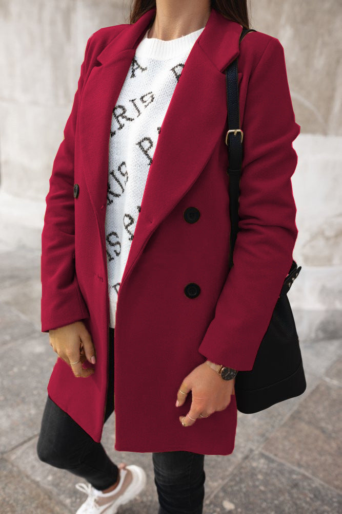 Elegante Wolljacke Mit Übergeschlagenem Kragen - IdealeKleiden