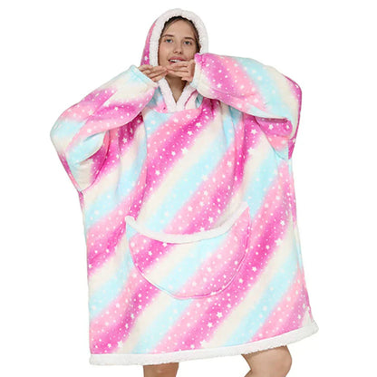 Oversized Fleece Blanket Hoodie with Pockets
