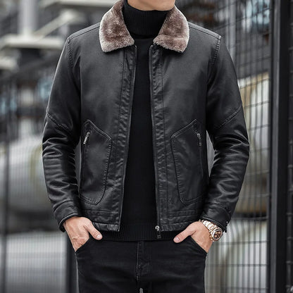 Elegant Men's Classic Leather Jacket