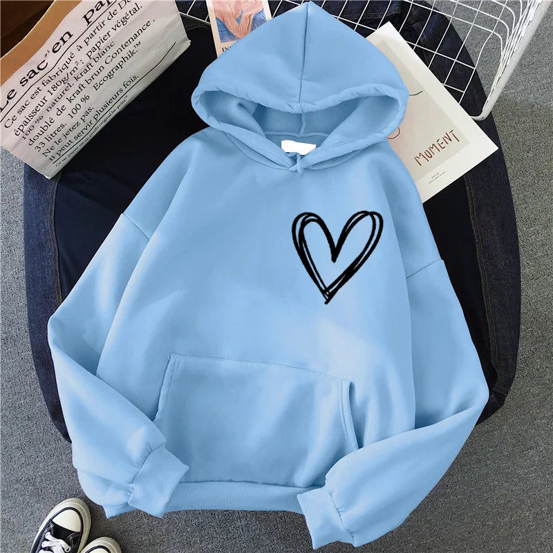 Women's Heart Hoodie Comfortable Trendy Design