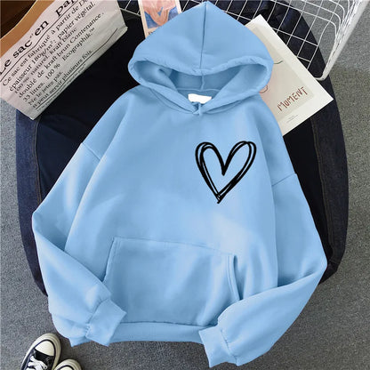 Women's Heart Hoodie Comfortable Trendy Design