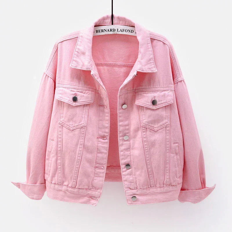 Short women's jacket with buttons and breast pocket