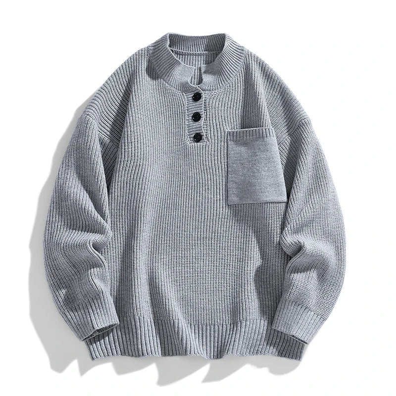 Herren Strickpullover Warm Knopfleiste Winter - IdealeKleiden