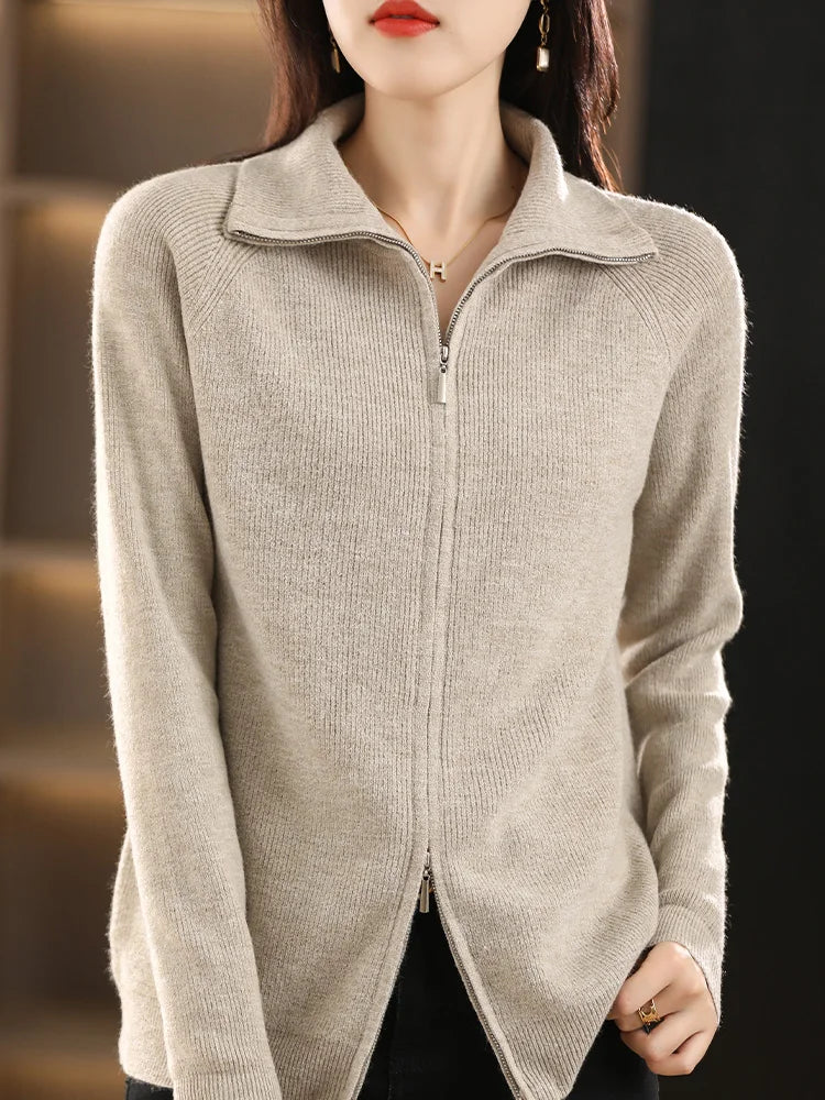Fashionable Vest Double Zipper Celeste