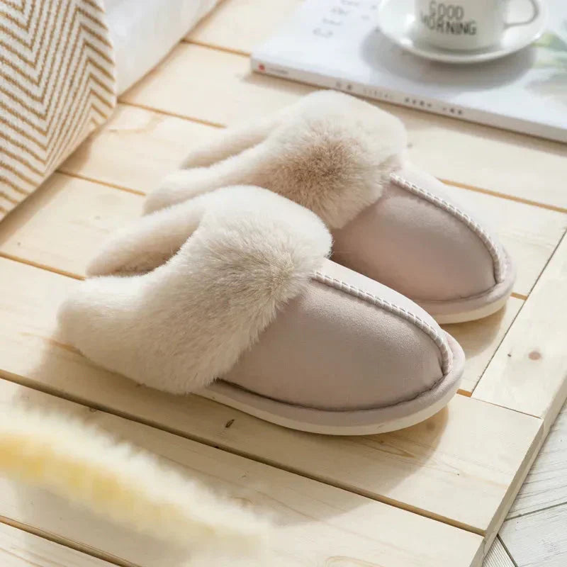 Women's Slippers Plush Fur Trim Cozy