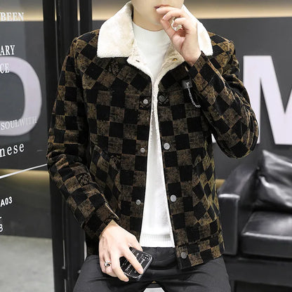 Men's Trendy Checked Corduroy Jacket