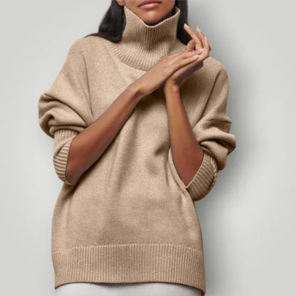 Women's Oversized Turtleneck Sweater - Soft and Warm Winter Pullover