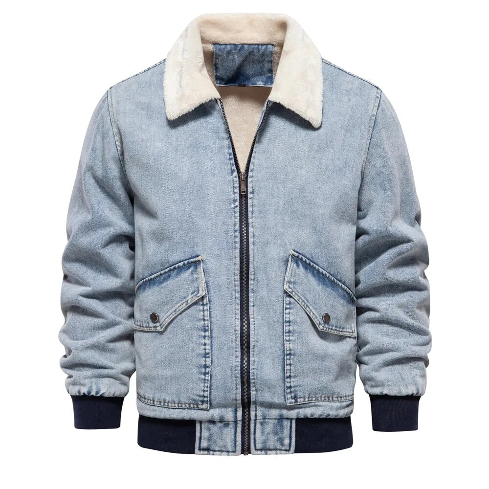 Men's Warm Lined Winter Denim Jacket