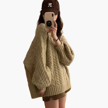 Weite Strickpullover Koreanischer Stil Bequem