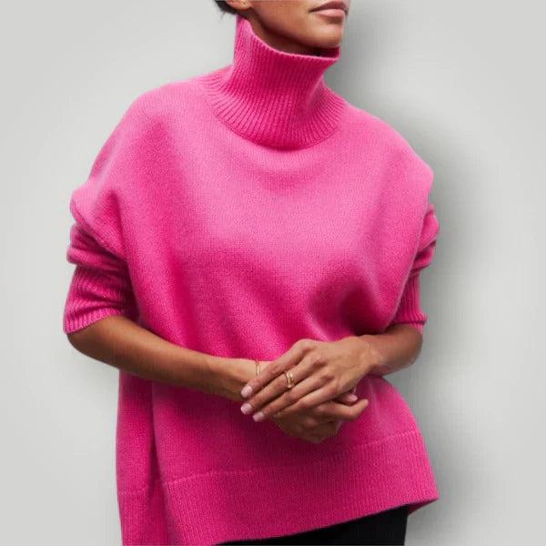 Women's Oversized Turtleneck Sweater - Soft and Warm Winter Pullover
