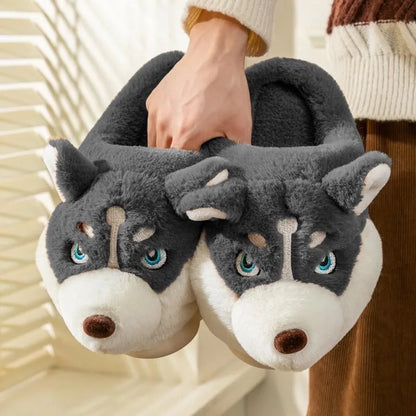 Cute Husky Slippers for Women, Soft
