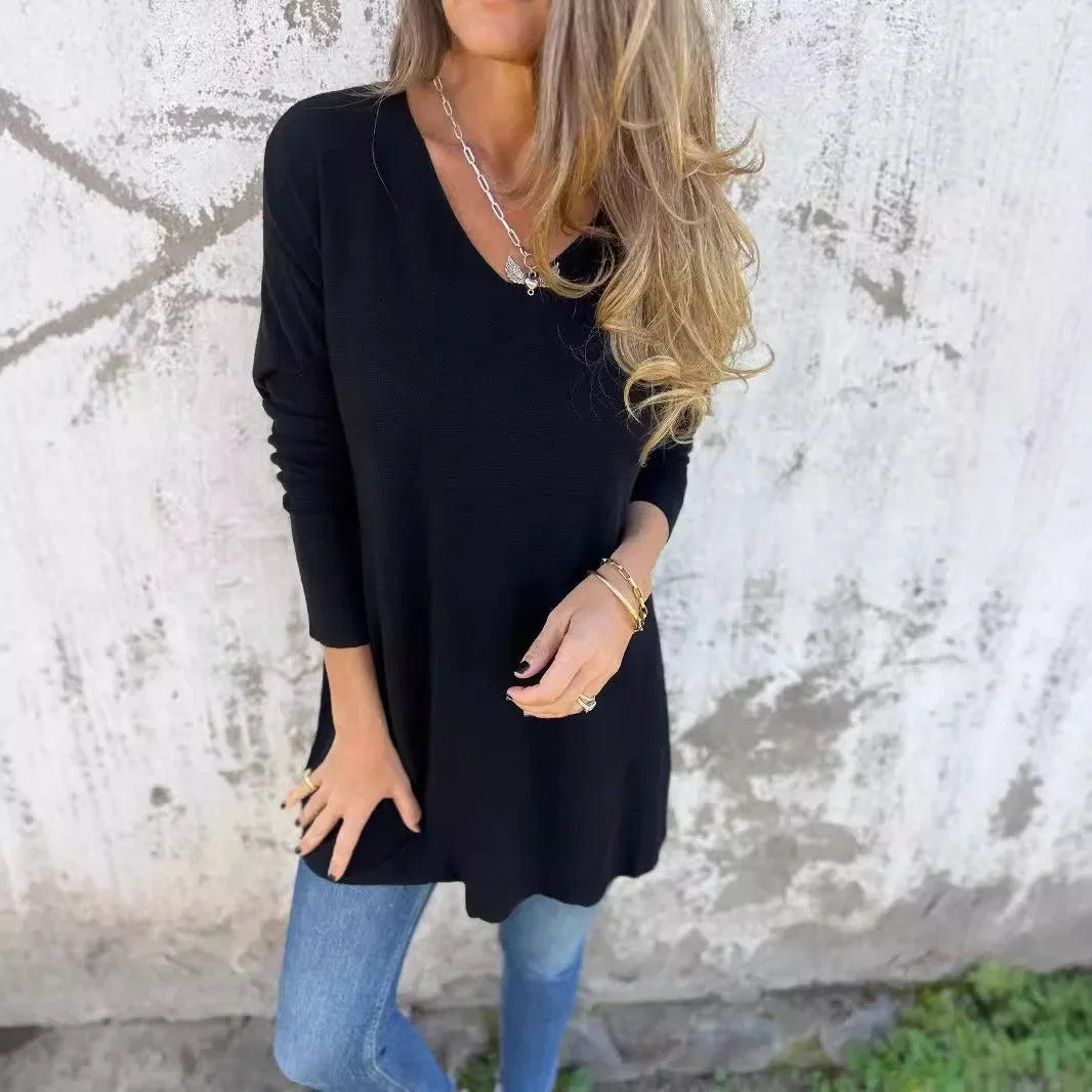 Women's Top Autumn Chic Long-Sleeve V-Neck