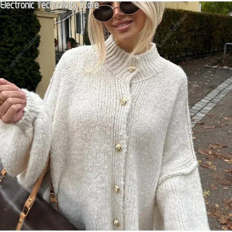 Elegant Cardigan Women's Knit Sweater Comfortable