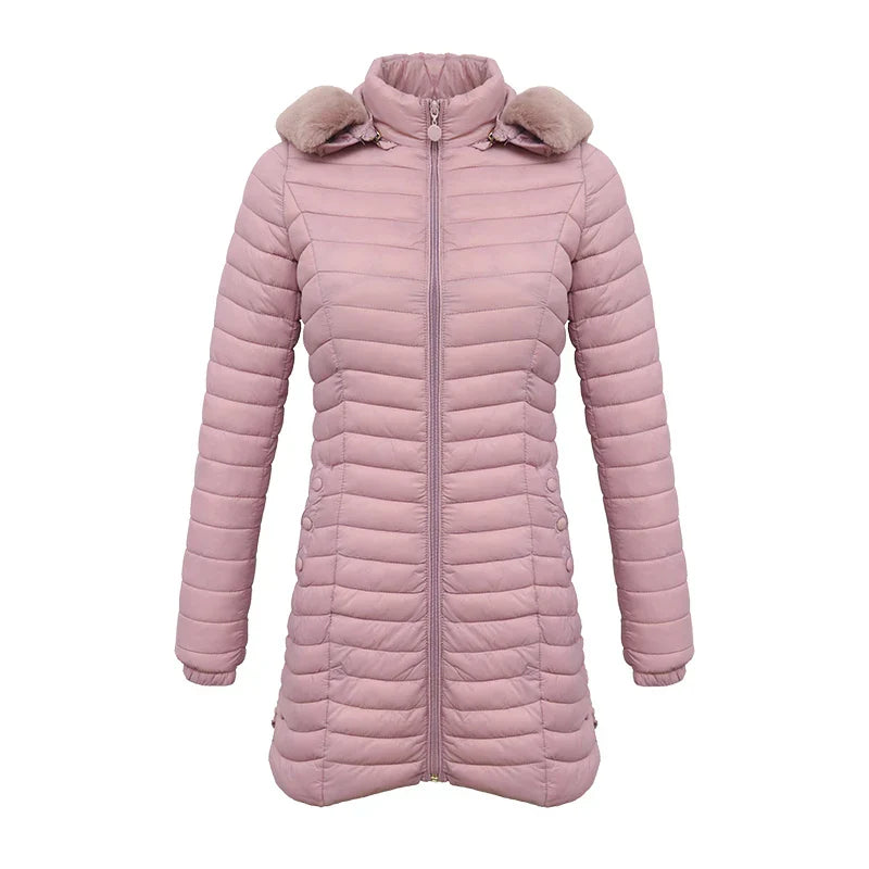 Elegant Slim Fit Winter Jacket with Fur Hood