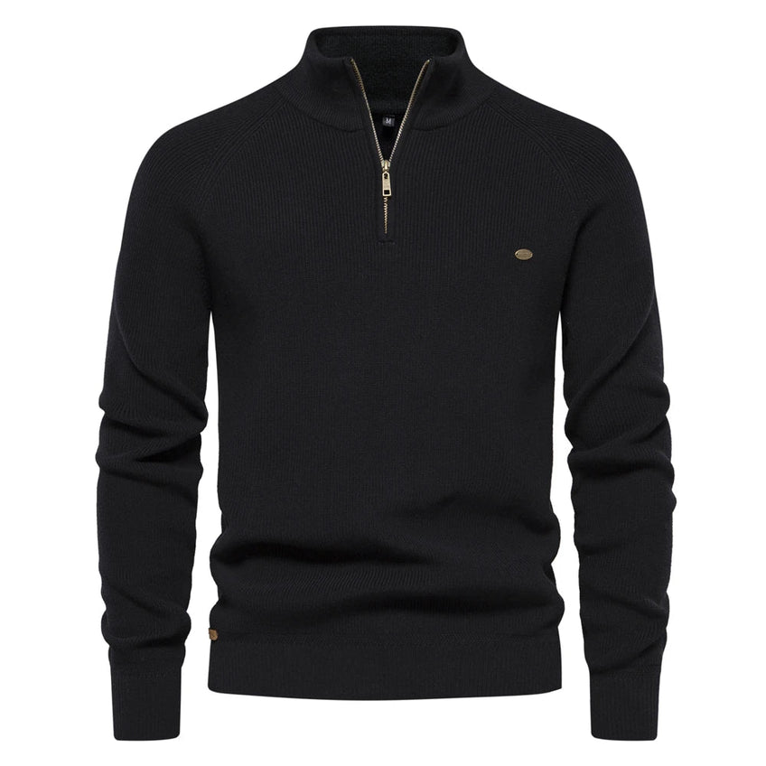 Men's Modern Knitted Sweater with Zipper