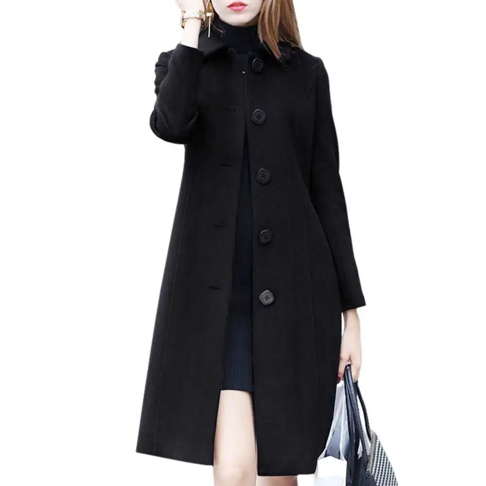 Women's Modern Wool Coat with Buttons