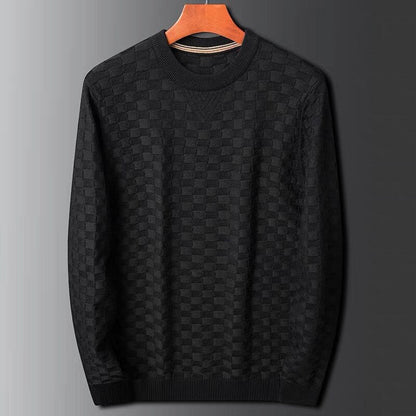 Men's Waffle Knit Crew Neck Sweater Autumn Model
