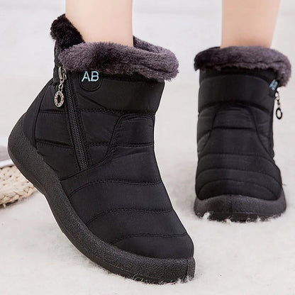 Warm Snow Boots Ankle High Waterproof Plush Lined