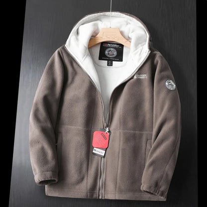 Men's Fleece Jacket Outdoor Warm Hooded Jacket