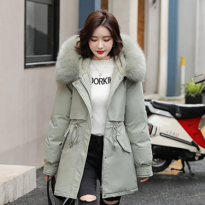Warm Lined Winter Jacket with Detachable Faux Fur