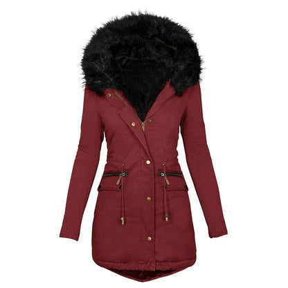 Soft Winter Jacket Hood Fur Collar Women