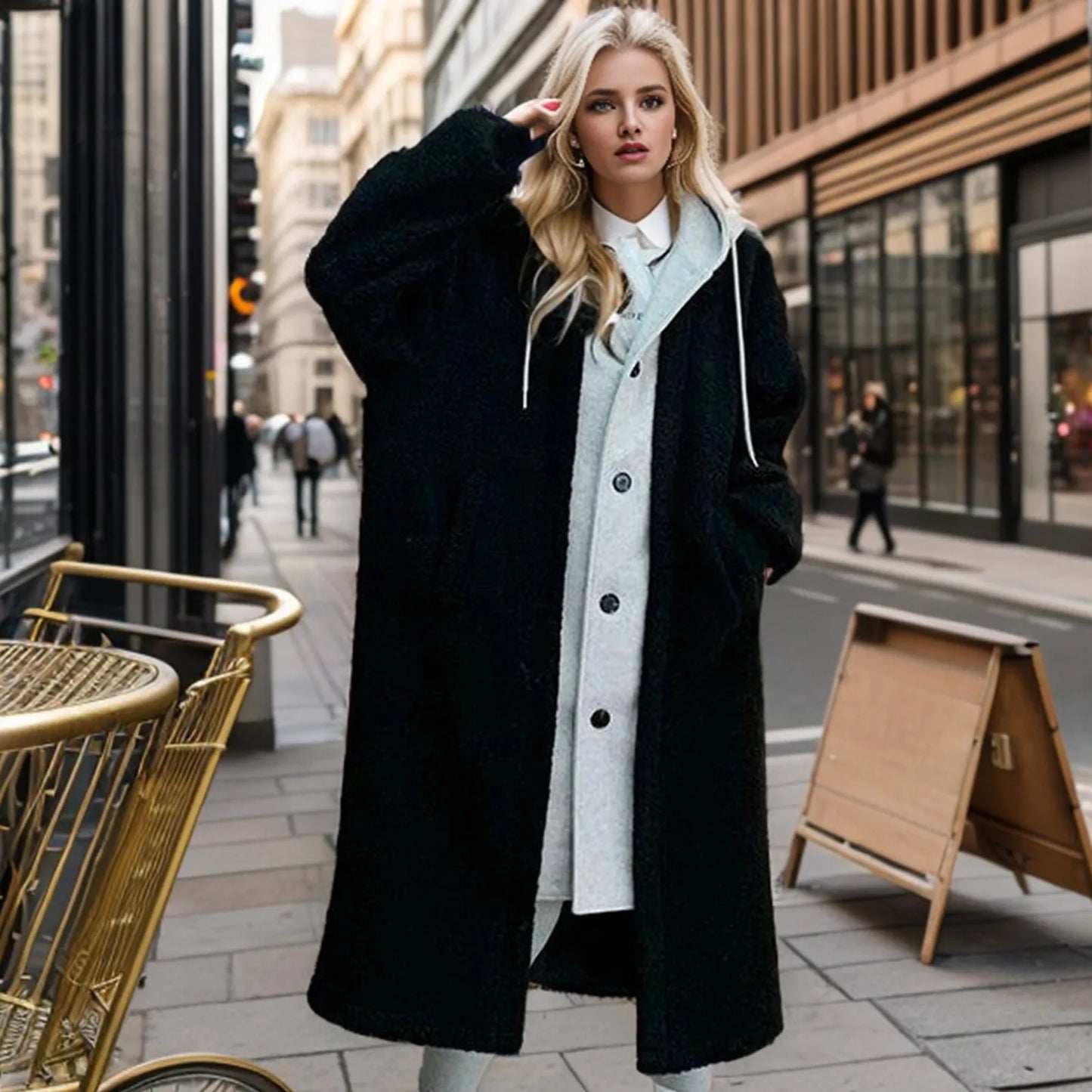 Long Teddy Hoodie Jacket Warm & Stylish