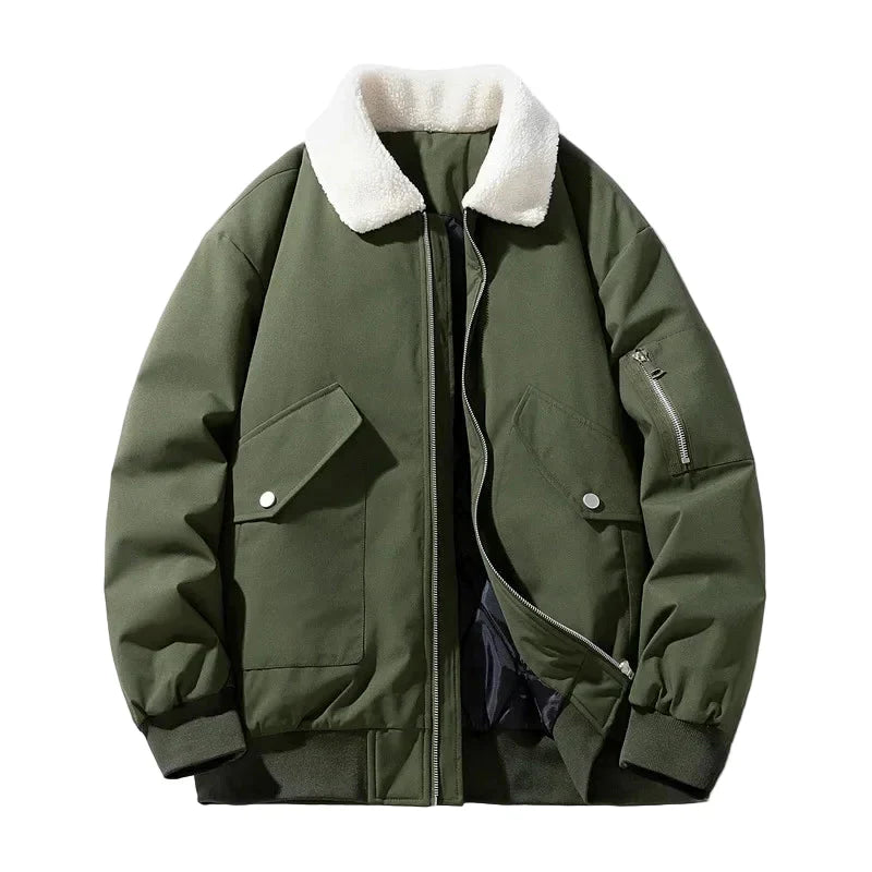 Winter Jacket Lambskin Collar Modern Trendy