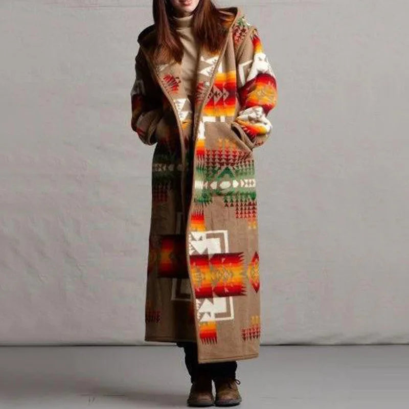 Long Boho Chic Ethnic Coat for Women
