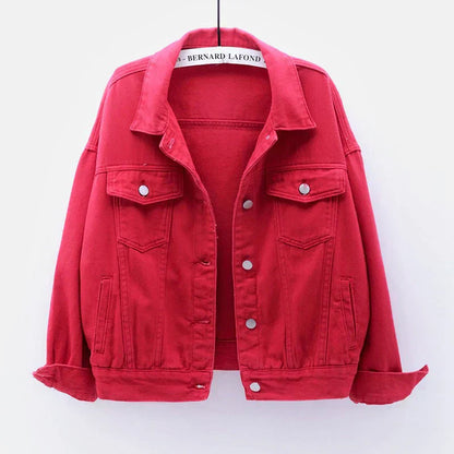 Short women's jacket with buttons and breast pocket