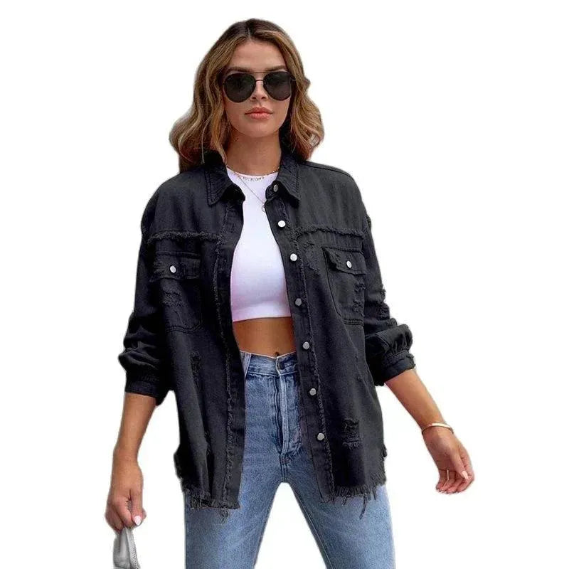 Große Denimjacke Damen Oversized Style - IdealeKleiden