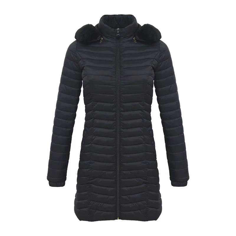 Elegant Slim Fit Winter Jacket with Fur Hood