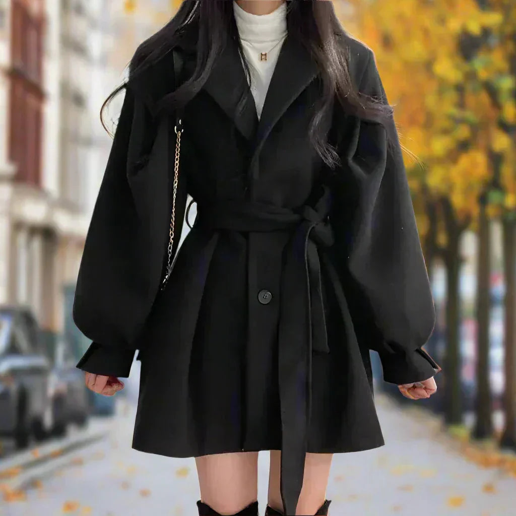 Elegant Women's Long Trench Coat with Belt